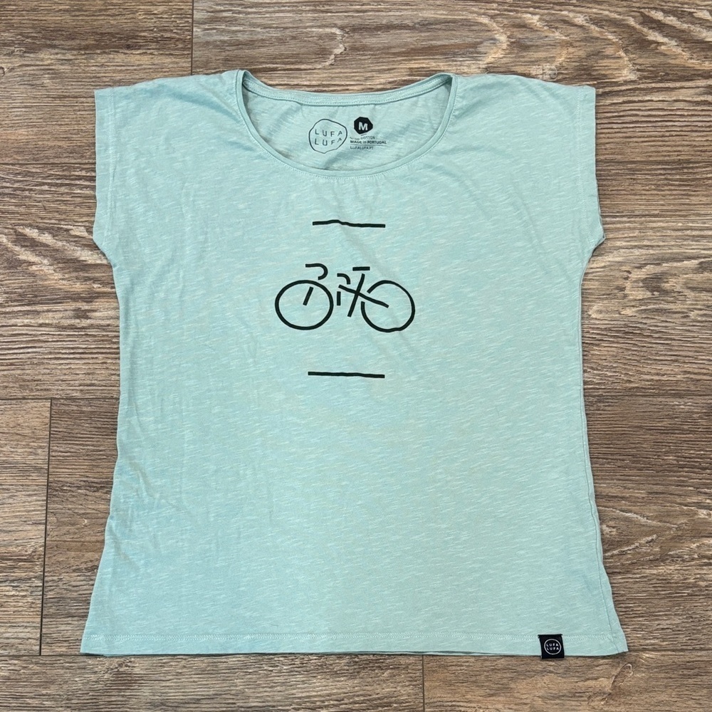Lufa Lufa Women's Size Medium Small Mint Green Bicycle Print Cotton Tank Top EUC